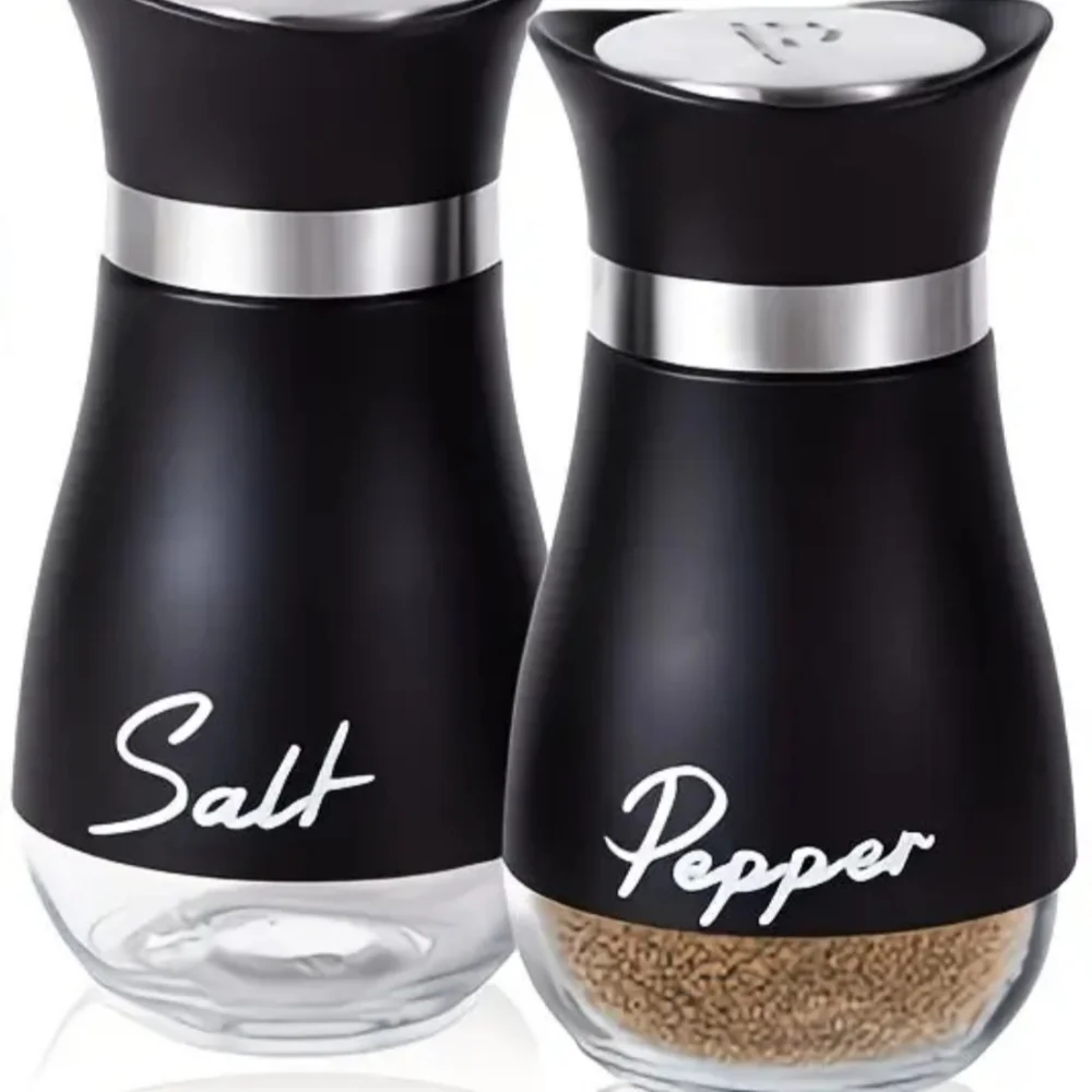 Black Salt and Pepper Set - Sleek Kitchen Seasoning Shakers